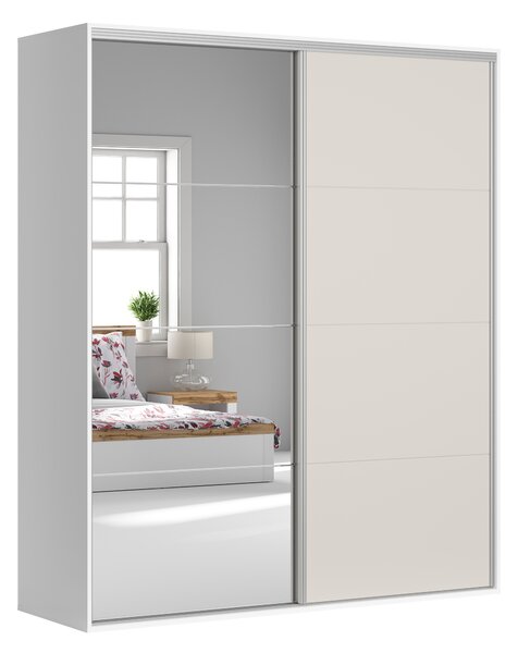 NovýNábytok.sk Šatníková skriňa BRW Flex 244 (biela+ kašmír) (so zrkadlom). Vlastná spoľahlivá doprava až k Vám domov. 1157689