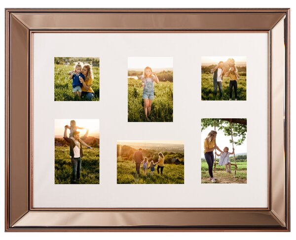Fotorámik medený plastový so zrkadlovým efektom 65 x 52 cm na 6 fotografií 10 x 10 cm