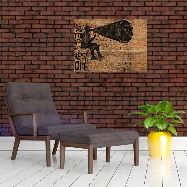 Obraz - Muž na bicykli v Banksyho štýle (70x50 cm)