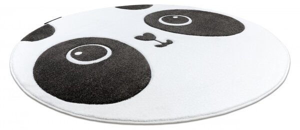 Dywany Łuszczów , Detský kusový koberec Petit Panda white kruh, 140x140 (priemer) kruh, čiernobiela, detská izba