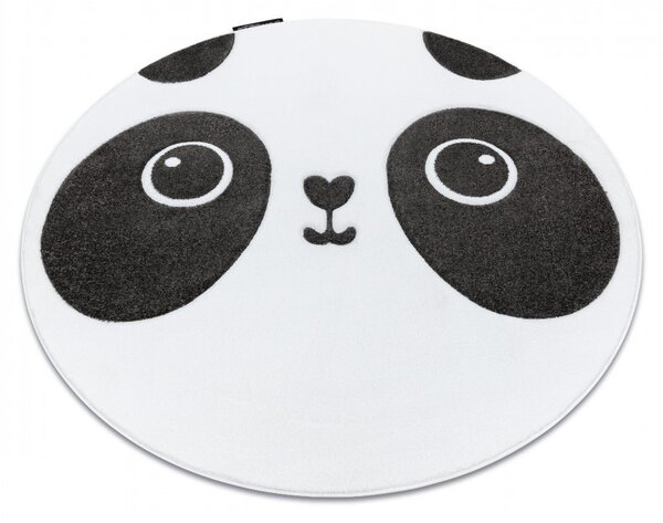 Dywany Łuszczów , Detský kusový koberec Petit Panda white kruh, 140x140 (priemer) kruh, čiernobiela, detská izba