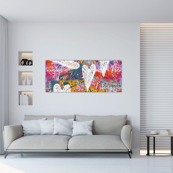 Obraz - Srdce na abstraktnom pozadí (120x50 cm)