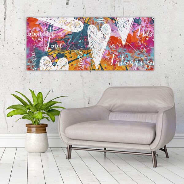 Obraz - Srdce na abstraktnom pozadí (120x50 cm)