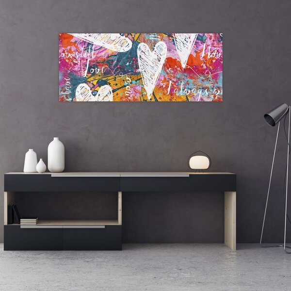 Obraz - Srdce na abstraktnom pozadí (120x50 cm)