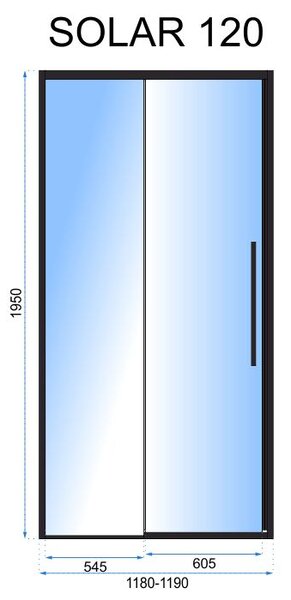 Rea Solar Black, posuvné sprchové dvere 120 x 195 cm, 6mm číre sklo, čierny profil, REA-K6312