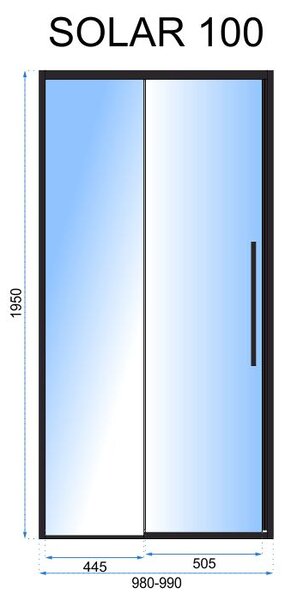 Rea Solar Black, posuvné sprchové dvere 100 x 195 cm, 6mm číre sklo, čierny profil, REA-K6512