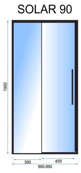 Rea Solar Black, posuvné sprchové dvere 90 x 195 cm, 6mm číre sklo, čierny profil, REA-K6319