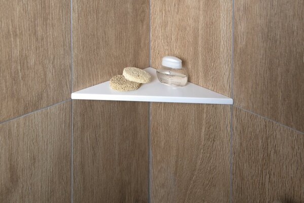 Sapho Sapho, ABELINE rohová polica Rockstone 200x12x200mm, biela matná, AE200-0101