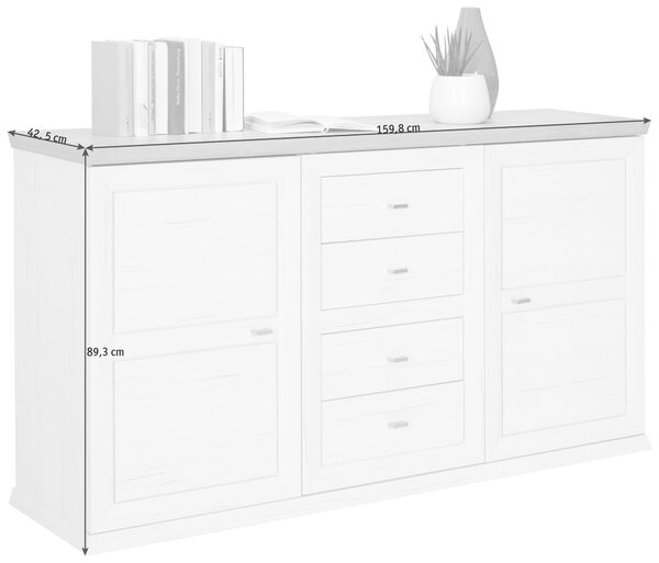 ŠIROKÁ KOMODA, sivá, biela, 160/89/43 cm Hom`in - Komody