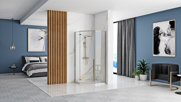 Rea Diamond, sprchovací kút 90x90x200 cm + čierna sprchová vanička, KPL-15622