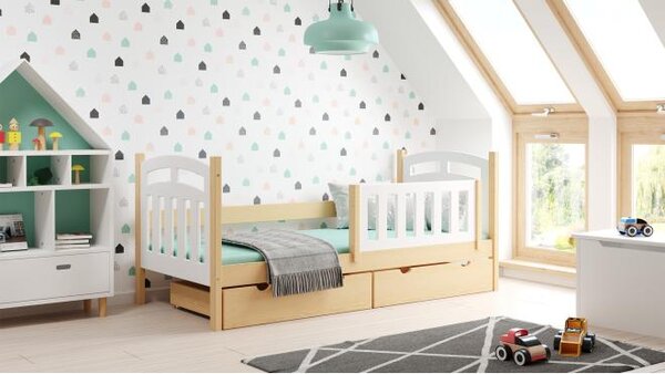 Postieľky a postele - Drevená jednolôžková posteľ pre deti - 180x80 cm Bez šuflíka Biela