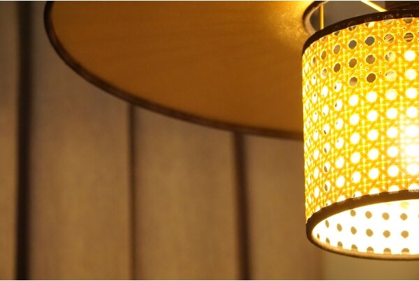 Duolla - Prisadený luster TOKYO RATTAN 1xE27/15W/230V pr. 50 cm zlatá/ratan