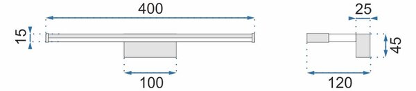 Toolight Toolight, LED kúpeľňová lampa nad zrkadlo 8W 40CM APP368-1W, chróm, OSW-08434