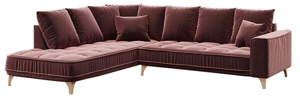 MUZZA Rohová päťmiestna pohovka chloe ľavá 288 cm zamat ružová