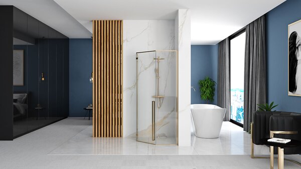Rea Diamond Gold, päťuholníkový sprchový kút 90 x 90 cm, 6mm číre sklo, zlatá lesklá, REA-K4904