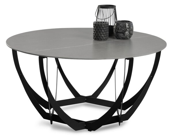 KONFERENČNÝ STOLÍK, sivá, čierna, kov, kameň, 80/80/40 cm Xora - Stolíky do obývačky, Online Only