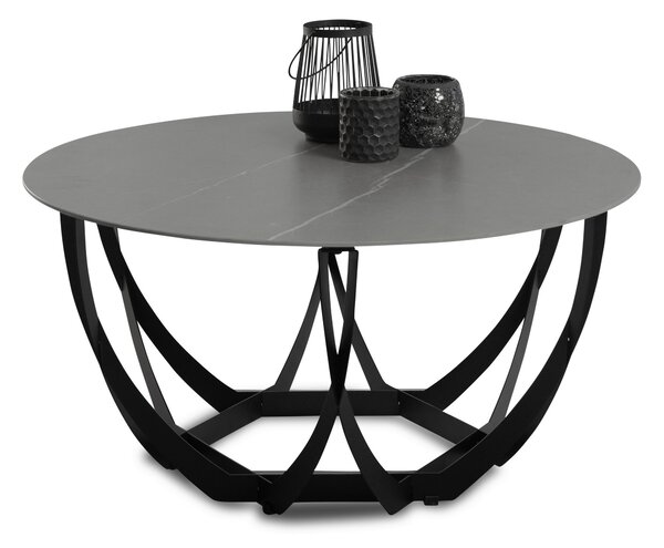 KONFERENČNÝ STOLÍK, sivá, čierna, kov, kameň, 80/80/40 cm Xora - Stolíky do obývačky, Online Only