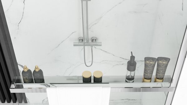 Rea Evo, závesná polica pre sprchové zásteny typu Walk-in max. šírka 120 cm, chrómová, HOM-08945