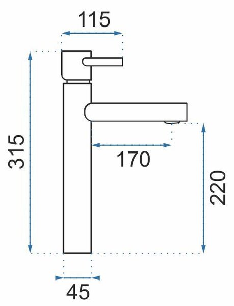 Rea Tess, vysoká umývadlová batéria h-315, zlatá matná, REA-B5660