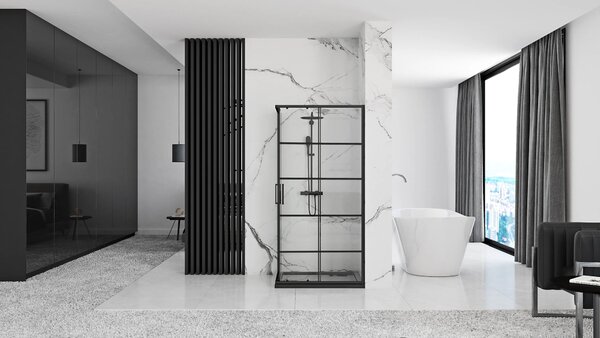 Rea Concept, sprchovací kút 80x100 cm + biela sprchová vanička Savoy, KPL-K1005