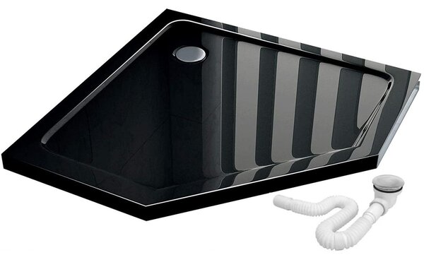 Rea Axin, sprchovací kút 90x90x195 cm + čierna sprchová vanička Diamond, KPL-K1779