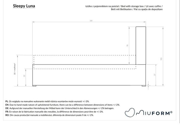 Béžová čalúnená jednolôžková posteľ s úložným priestorom s roštom 90x200 cm Sleepy Luna – Miuform