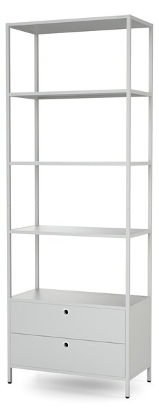 Regál so zásuvkami do kancelárie, na šanóny a dokumenty, otvorené police, kovový, sivý, 800x2200x400 mm: ARIEL