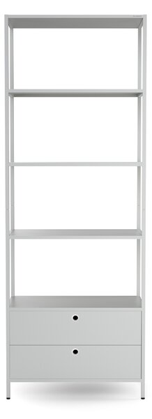Regál so zásuvkami do kancelárie, na šanóny a dokumenty, otvorené police, kovový, sivý, 800x2200x400 mm: ARIEL