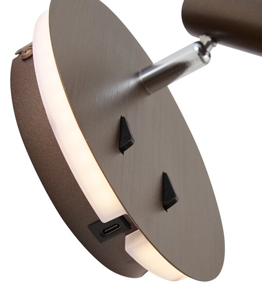 Moderná nástenná lampa tmavý bronz vrátane LED s USB-C - Croft