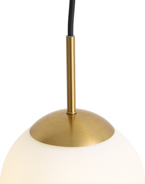 Art Deco závesná lampa zlatá s opálovým sklom IP44 - Flore