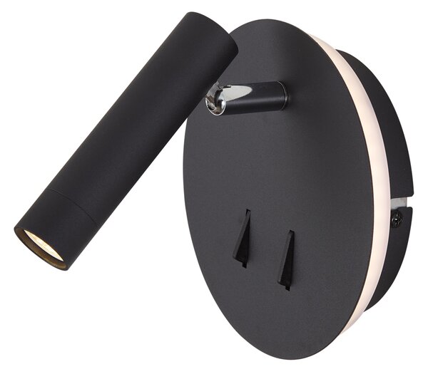 Moderná čierna nástenná lampa vrátane LED s USB-C - Croft