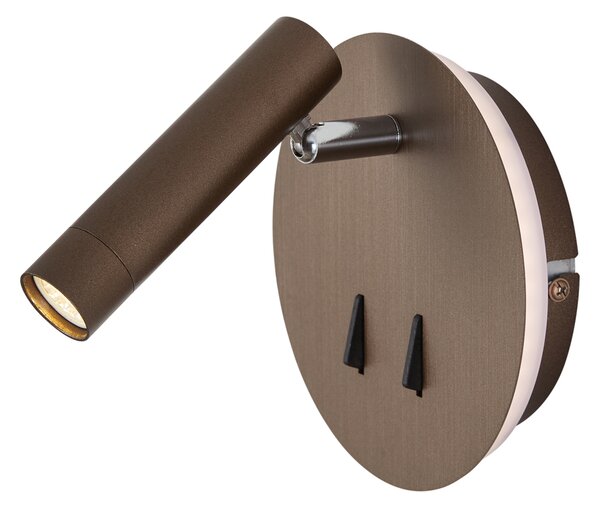 Moderná nástenná lampa tmavý bronz vrátane LED s USB-C - Croft