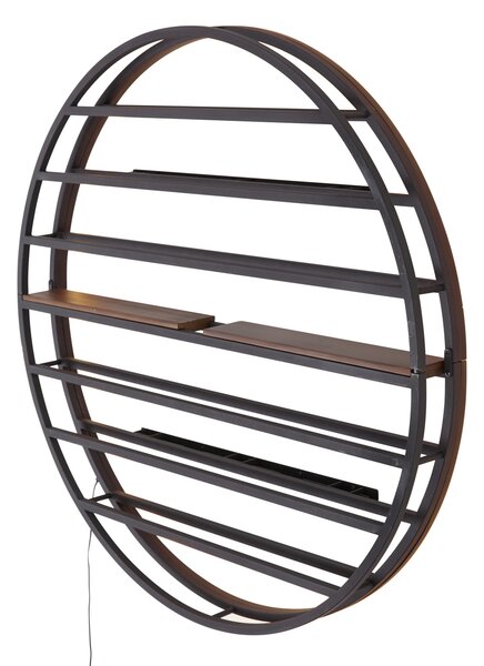 Moderná nástenná lampa čierna s okrúhlym drevom vrátane LED - Wine Rack