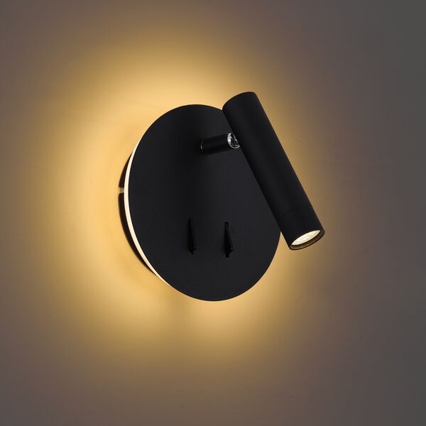 Moderná čierna nástenná lampa vrátane LED s USB-C - Croft