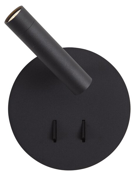 Moderná čierna nástenná lampa vrátane LED s USB-C - Croft