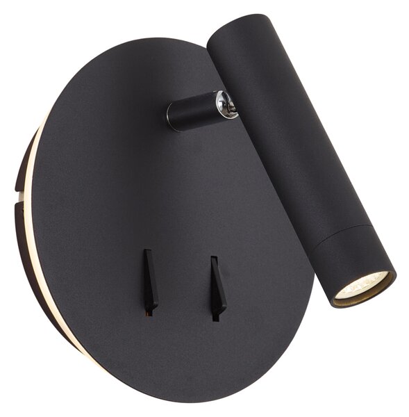 Moderná čierna nástenná lampa vrátane LED s USB-C - Croft