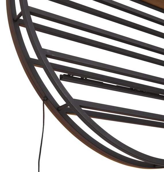 Moderná nástenná lampa čierna s okrúhlym drevom vrátane LED - Wine Rack