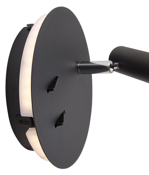 Moderná čierna nástenná lampa vrátane LED s USB-C - Croft