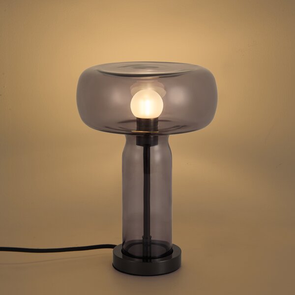 Hotel Chic Table Lamp Gunmetal with Smoke Glass - Amara