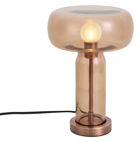 Hotel Chic Stolná lampa tmavý bronz s hnedým sklom - Amara