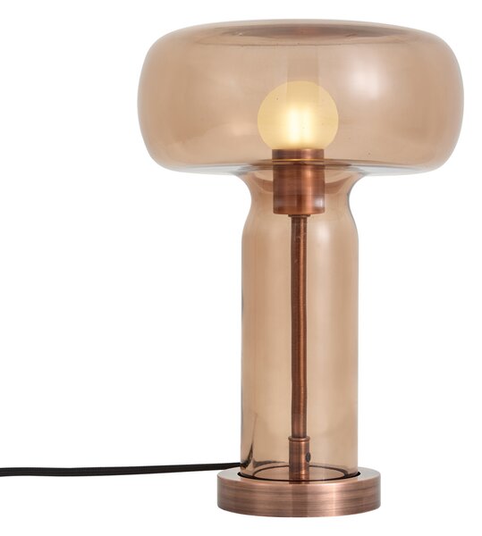 Hotel Chic Stolná lampa tmavý bronz s hnedým sklom - Amara