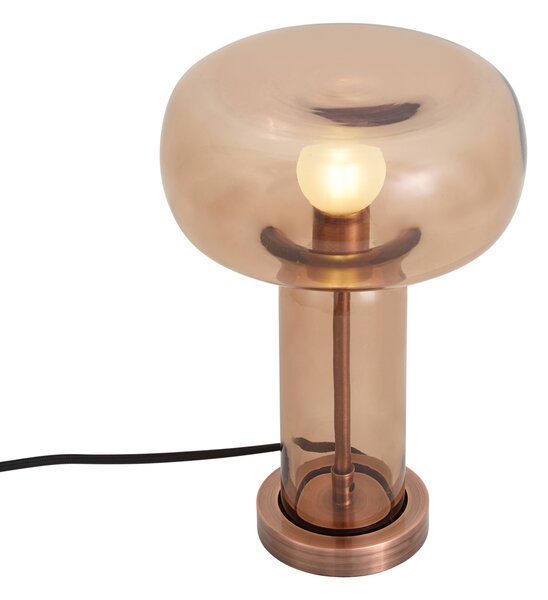 Hotel Chic Stolná lampa tmavý bronz s hnedým sklom - Amara