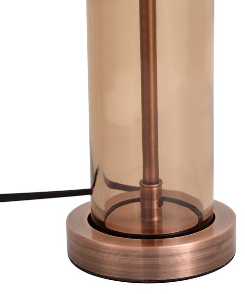 Hotel Chic Stolná lampa tmavý bronz s hnedým sklom - Amara
