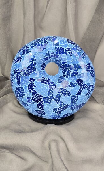 Dizajnová lampa modrá DONAT, 25 cm, ručná práca