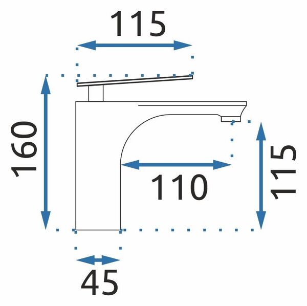 Rea Berg, umývadlová batéria h-160, zlatá lesklá, REA-B2041