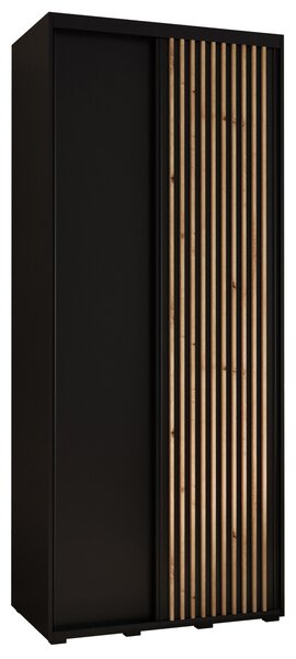 Šatníková skriňa FIDELIA 1 - 110/60 cm, čierna / čierna / dub artisan
