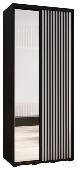 Šatníková skriňa BAYLIN 2 - 110/60 cm, čierna / biela / čierna