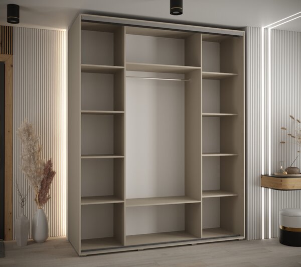 Šatníková skriňa INDIRA 1 - 200/60 cm, kašmír / strieborná