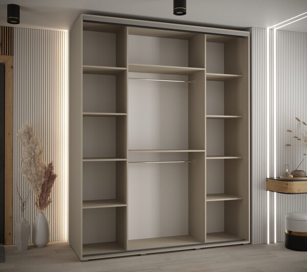 Šatníková skriňa INDIRA 1 - 200/60 cm, kašmír / strieborná