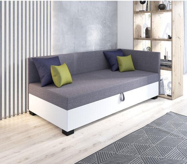 Jednolôžková posteľ 120x195 BETY PLUS 1 s vankúšmi - šedá / biela